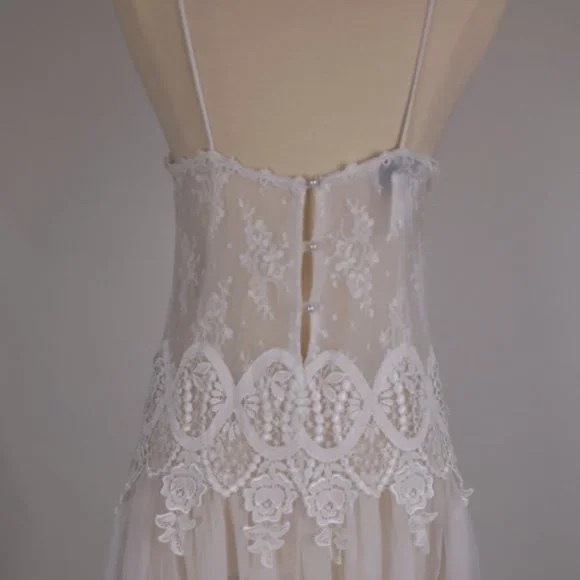🌺 Vtg Jessica McClintock White Bridal Lace Nightgown Negligee Victorian Dress S - Picture 13 of 15
